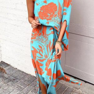 Rosiedress Casual One Shoulder Side Split Printed Dress
