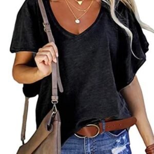 Rosiedress V Neck Flare Sleeve Summer T Shirt